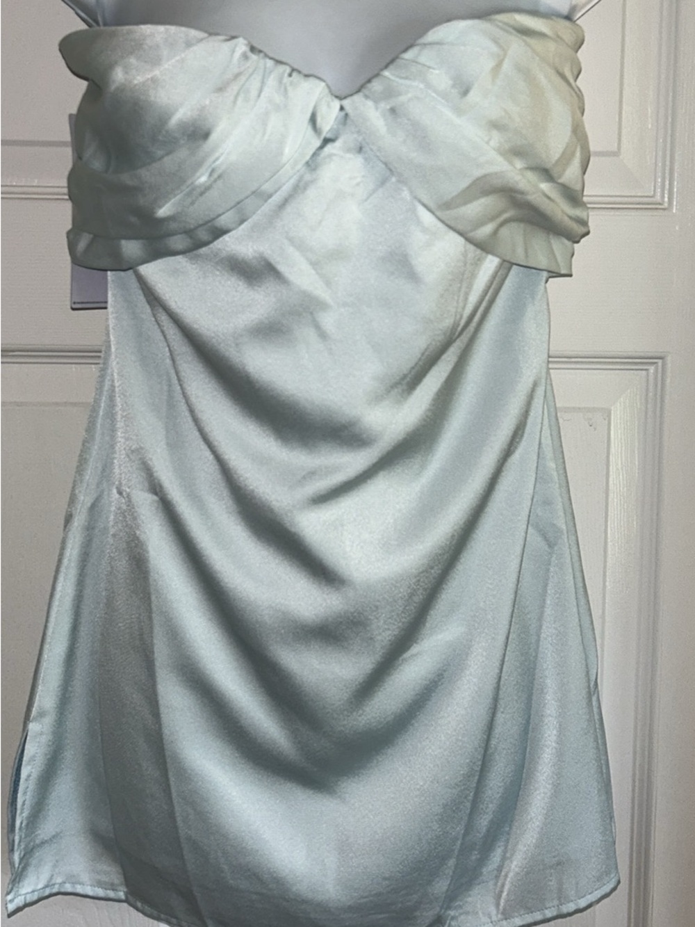 Princess Polly Strapless Satin Mini Dress in Pale Blue